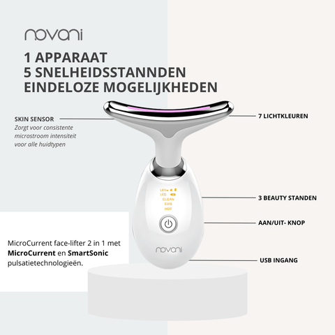 Novani LED en microstroom apparaat – huidverjonging en elasticiteit verbeteren