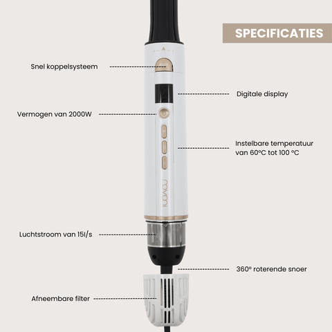 Airstyler Pro 6 in 1 Föhnborstel- Wit